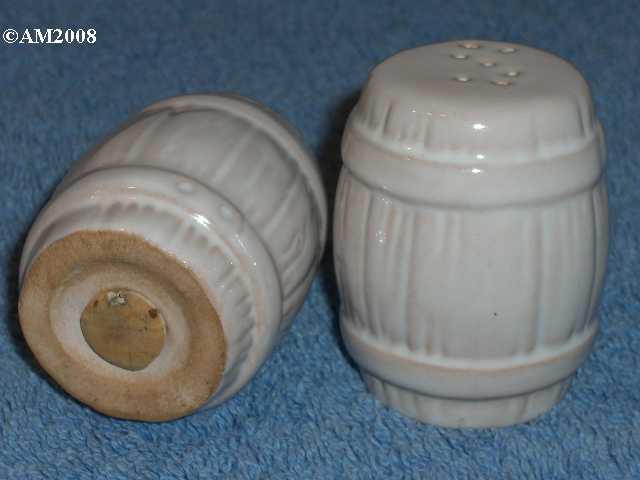 Frankoma barrel shakers glazed white sand